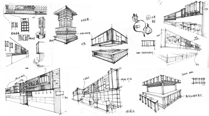 万维商业空间设计案例-仁禾市集手绘