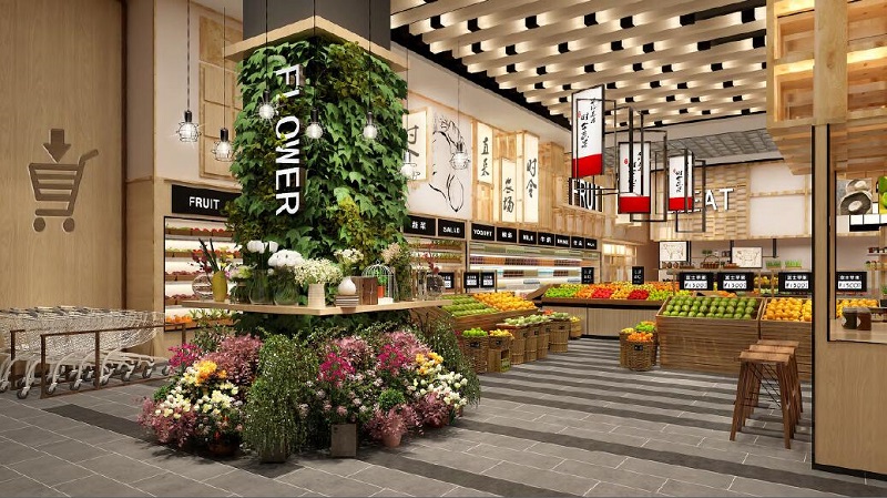 万维商业空间设计案例-仁禾市集蔬果区设计