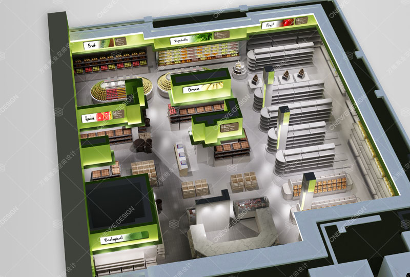 民联生鲜精品超市设计_万维商业空间设计