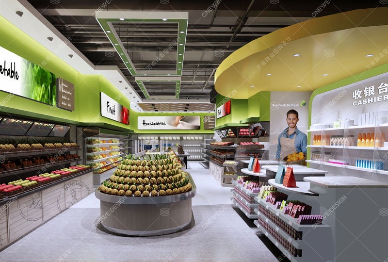 民联生鲜精品超市设计_万维商业空间设计