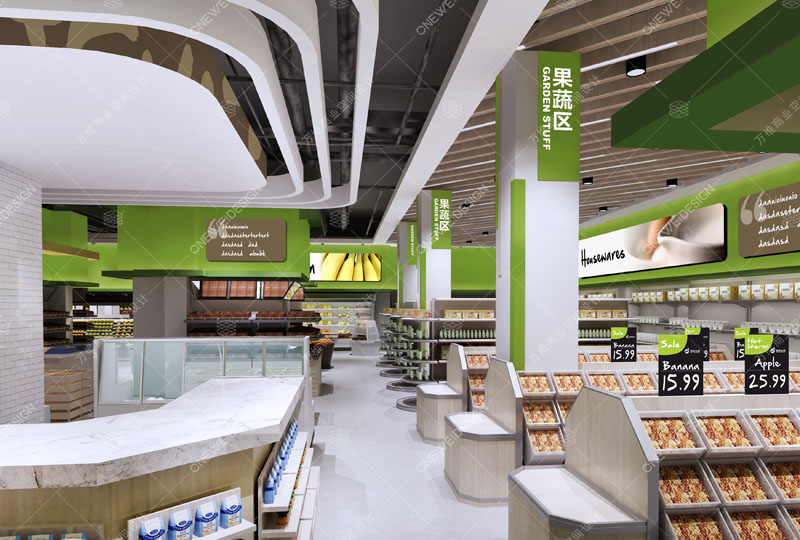 民联生鲜精品超市设计_万维商业空间设计