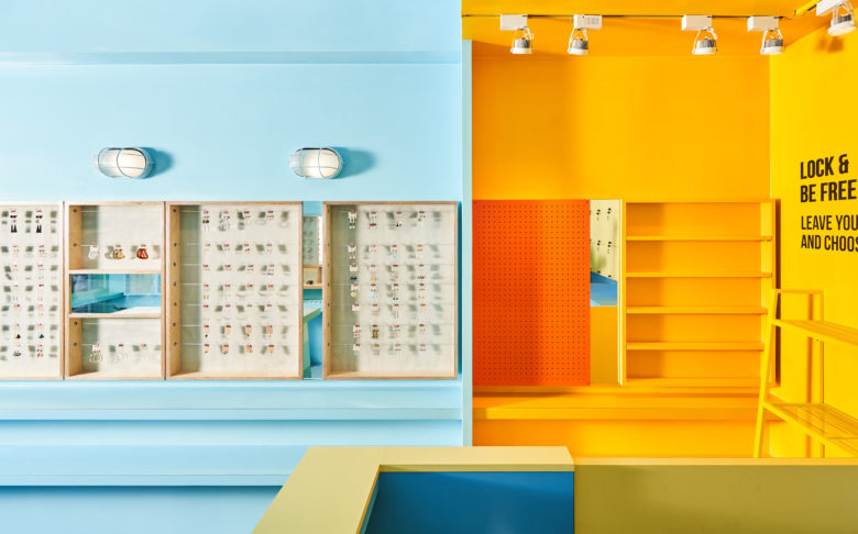 大面积撞色，小清新风的台湾运动超市设计，小资格调！