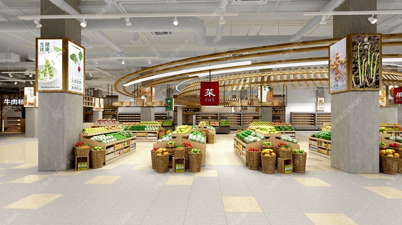 万维菜市场设计新作：华润·万家Mart菜区效果图设计