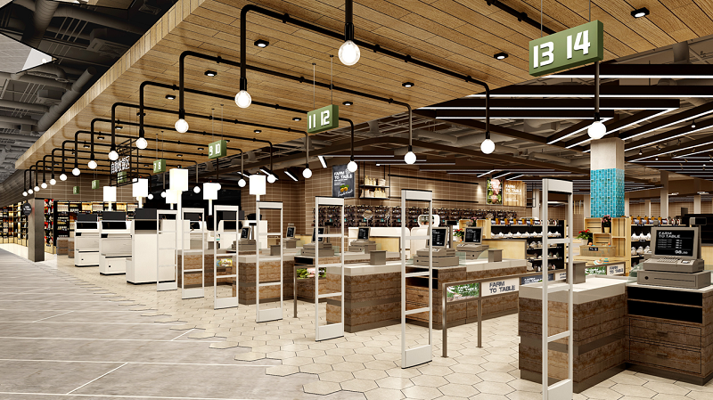 万维超市设计案例北国先天下ULIFE收银区设计