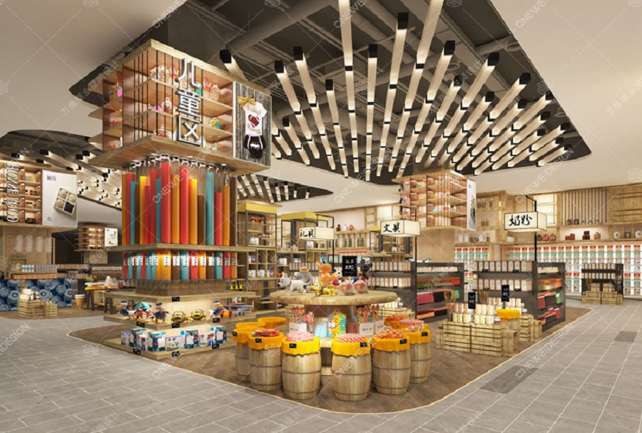 超市设计中原木材料的运用